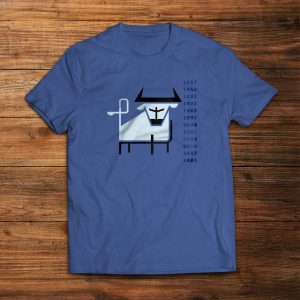 Year of the Ox design on blue t-shirt