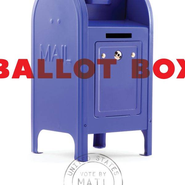 Closeup detail of ballot box poster vote by mail poster